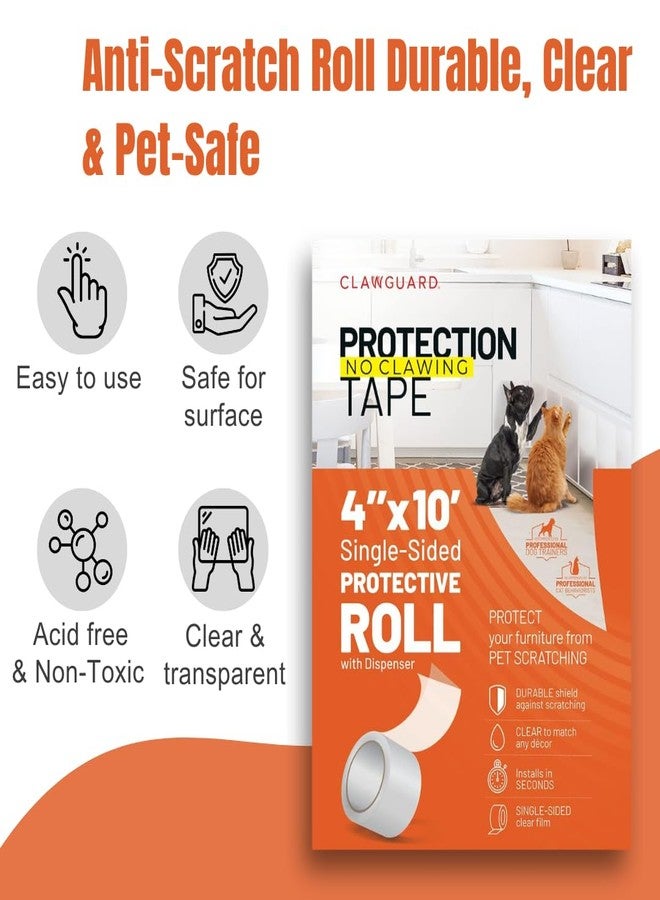 CLAWGUARD Protection Tape Roll - 4 in x 10 ft Single-Sided Scratch Barrier - Door Scratch Protector Dog & Cat - Couch Cat Scratch Protector - Image 5